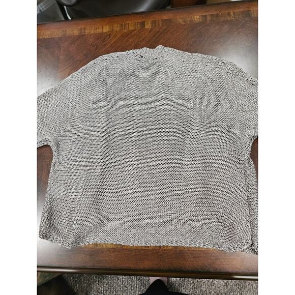 Eileen Fisher Low Front Cardigan Woman’s M Gray Beige 3/4 Sleeve Crop Classic - Picture 6 of 6